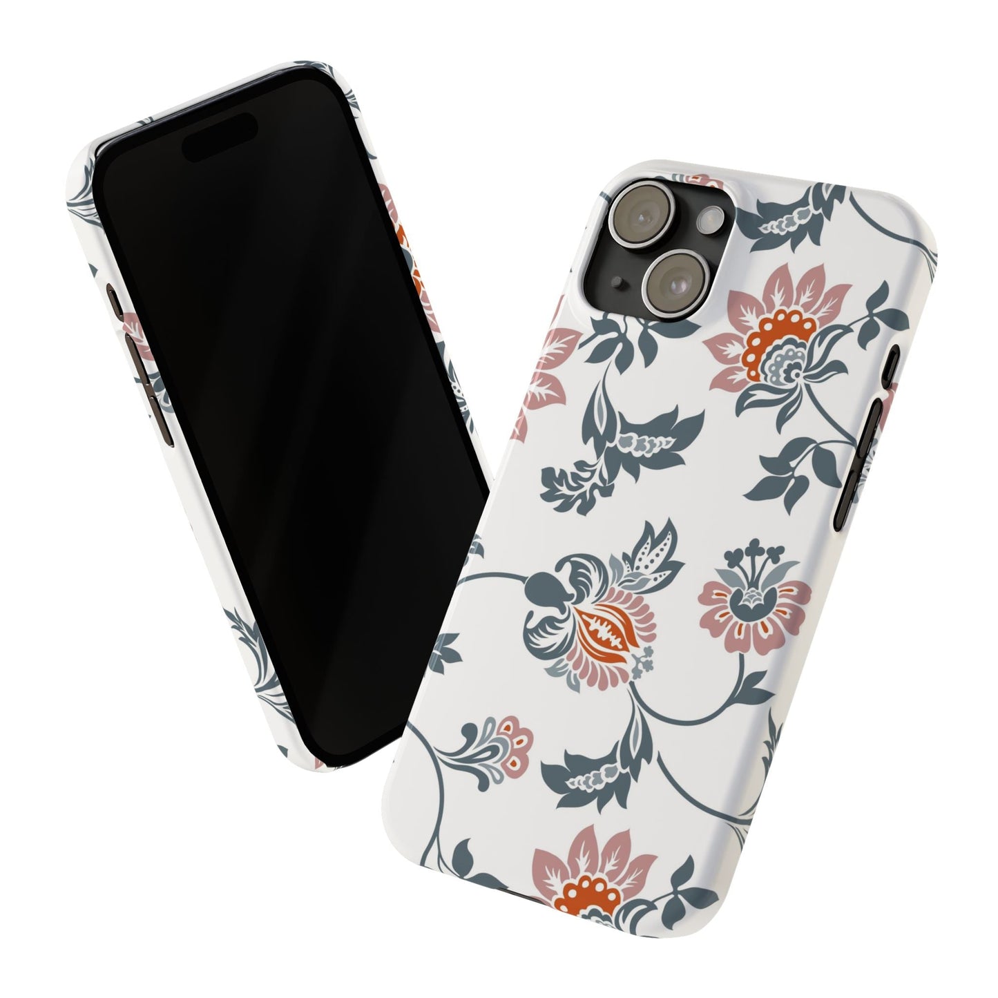 Pink and Green Flower Pattern, Floral Slim Phone Cases, Case-Mate IPHONE16 and all sizes