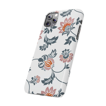 Pink and Green Flower Pattern, Floral Slim Phone Cases, Case-Mate IPHONE16 and all sizes